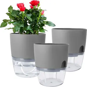 3 Pack Self Watering Planter 6 Inch Pots For Indoor Plants