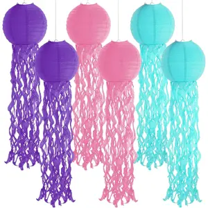 "6PCS Hanging Jellyfish Paper Lanterns – Ocean Party & Mermaid Decor"