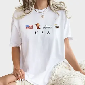 USA Shirt, America Eagle Graphic Printed Tee, America Flag Unhinged Shirt, 'Merica T-shirt, Patriotic Tee, Independence Day Shirt, 4th Of July Comfy Fabric Graphic Tee, Women's Top, Womenswear, Cotton Fabric Relaxed Fit Chic Style