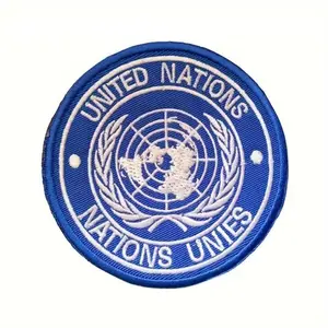 1PC European Union (EU) Embroidered Medal  Velcros Patch  United Nations (UN) Emblem & Flag Patch, Backpack Decorative Badge