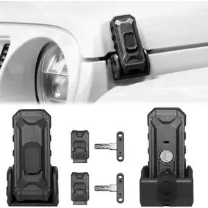 Locking Hood Latch with Keys, Jeep Hood Latch Compatible with 2018-2025 Jeep Wrangler JL JLU Jeep Gladiator JT, Anti-Theft Hood Lock Catch Latch Accessories, Dust & Water Resistant, 1 Pair(Not for JK)