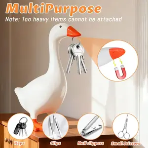 Magnetic Goose Key Holder 7-inch Resin Desk Statue Cute Kawaii Aesthetic Home Decor for Bedroom Office Desk Housewarming Gift for Women Men