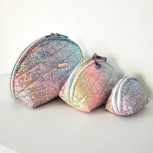 Crystal Clam Shell Cosmetic Bag Toiletry Bag Set - Easy Access, Easy Clean, Hand Wash Only, Made in the United States, Sizes Large, Medium, Small