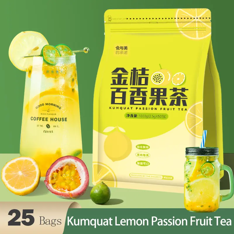 Kumquat Lemon Passion Fruit Tea, 25 Packs/250g Healthy Fruit Tea, Office Afternoon Tea, Daily Drink And Party Gift Beverage