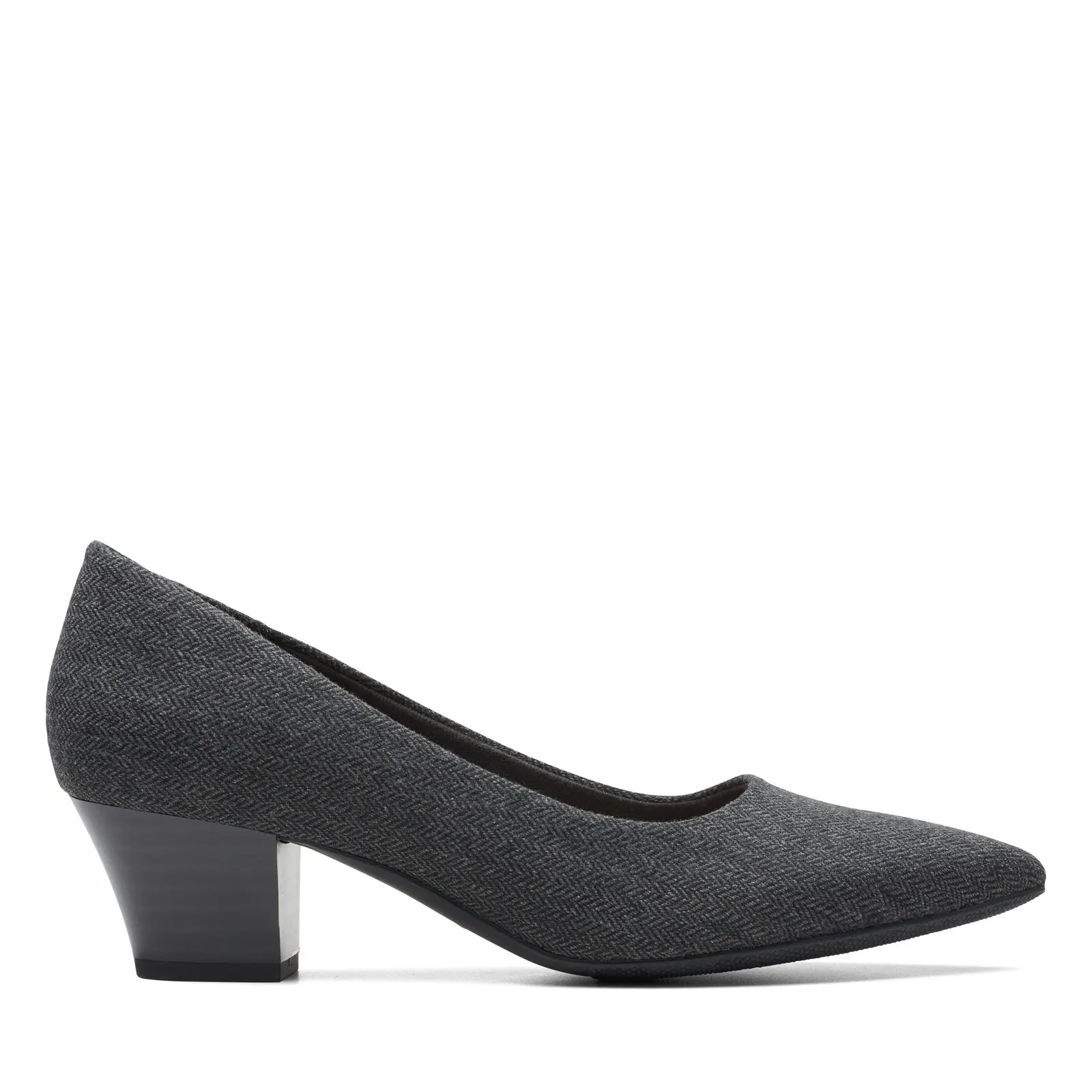 Clarks Teresa Step 26175159 Womens Gray Canvas Slip On Pumps Heels Shoes