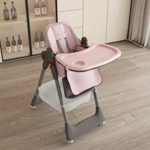 【Bellemave】Adjustable Baby High Chair 0-6 Years – Portable Infant Feeding Seat with Safety Belt, Silent Lockable Wheels & Easy-Clean Design for Home, Dining, Living Room, Bedroom (Pink)    RR