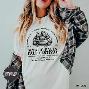 Vampire Diaries Shirt, Mystic Falls Festival Unisex T-Shirt, The Vampire Diaries, Damon Salvatore Cotton Tee, Team Damon, Stefan Salvatore, Vampire Shirt, Salvatore, Mikaelson, TVD Merch