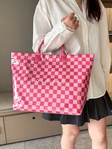 Fashion Chessboard Pattern Handbag Tote Bag for Women, 2026 New Shopping Bag, Large Capacity Transparent PVC Bag, Stylish and Practical, Fashionable Patterned Bag