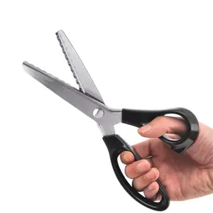 Fabric Pinking Shears Craft Scissors，Serrated Scalloped stainless Steel Handled Professional Sewing black Scissors, Scissors for Leather, Tailoring, Paper Crafts Hand shears etc