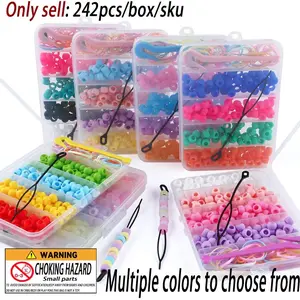 242pcs Glitter Silicone Hair Beads, Multi-Color Jewelry Accessories, Braiding Decorations, Women's Hairstyle Set, Sweet Braided Hair Clips