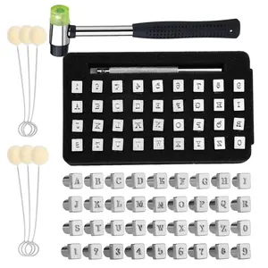 Leather Embossing Tool Kit  Alphabet Stamp Set with Mallet Hammer & Wool Daubers  Durable Metal Design  Leather Stamping Tools for DIY Crafting, Custom Wallets, Belt Lettering, Product Logos & Name Personalization