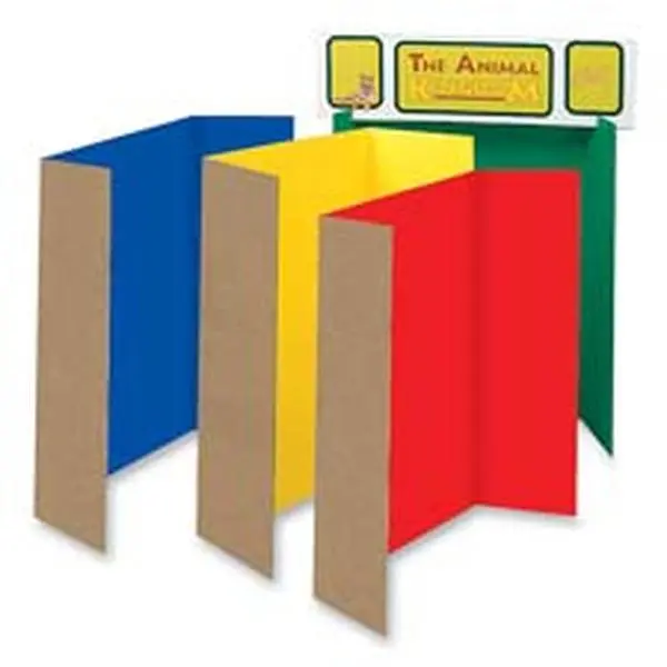 Single Walled Presentation Board - 48in x 36in 24-ST Assorted Tri-Fold Board for Projects, Displays, 50% Post-Consumer, 80% Recycled Content