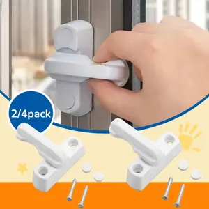 2/4packs of 180° rotating T-shaped anti-theft locks, used for flat doors and windows and windows that are crucial for home safety, Screw, Window Kit
