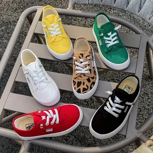 Kids Preppy Casual Minimalist Low Top Sneakers - Solid Color Fabric Upper with Rubber Sole, Round Toe, Breathable Cloth Insole - Elastic Band Closure, Lightweight, Splicing Detail, Leopard Print - Spring/Fall Season, Ages 14 and Under