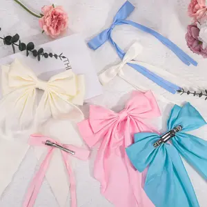 12pcs Women's Bow Tassel Hair Ribbon Clips,Women's Hair Clips, Bow Hair Clips,Long Tail Large Bow Hair Ribbon Hair Clips,Bow Hair Ribbon Ponytail Clips assessories