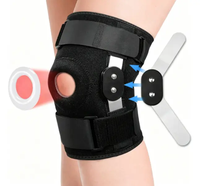 Hinged Knee Support Brace Protective Gear with Removable Aluminum Plates & Mesh Fabric, Compression Support, Flexible Pads, Knee Protector for Men & Women’s Pain Relief, Sports Injury Recovery, Adjustable