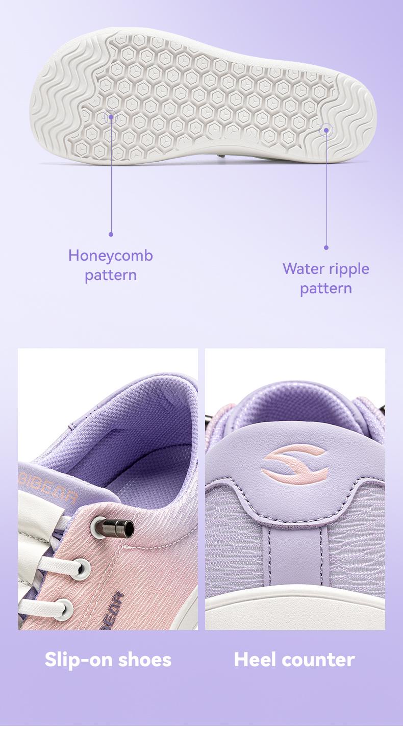 HOBIBEAR Women's Sneakers Barefoot Shoes for Women, 0 Drop Wide Toe, Anti Skid, Color Accented, Ultra Light, Flexible Lace Up, All Season Casual Trainers (Pink Purple Gradient Ombre)