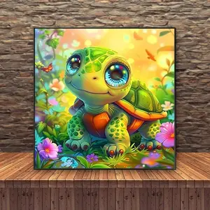 Cute Turtle Pattern DIY Diamond Arts Colorful Painting Kit without Frame, DIY 5D Diamond Arts Colorful Painting Kit, Wall Art Decor for Home Living Room Bedroom