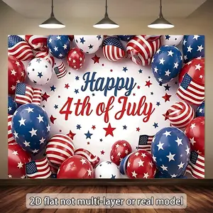 Happy 4th Of July Backdrop Stars Stripes Photography Background, Patriotic Tapestry Wall Hanging, Premium Polyester Party Banner For Home Decor, Holiday Party, Family Gathering, Event Celebration Decoration Supplies