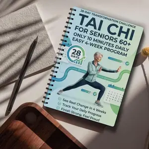 Tai Chi Practice Book for Seniors & Beginners, Spiral Bound, Gradual Daily Exercises, Gentle Movements, Fitness Training Guide