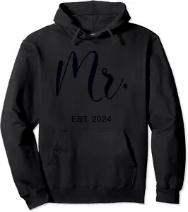 Mr. Est. 2024 Just Married Wedding Hubby Mr & Mrs Mens Men Pullover Hoodie - Salvadorata Shop 70B0CMMXT1QW