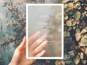 Minimalist Frame Foil-Pressed Acrylic Invitations & Premium Envelopes by My Lovely Store