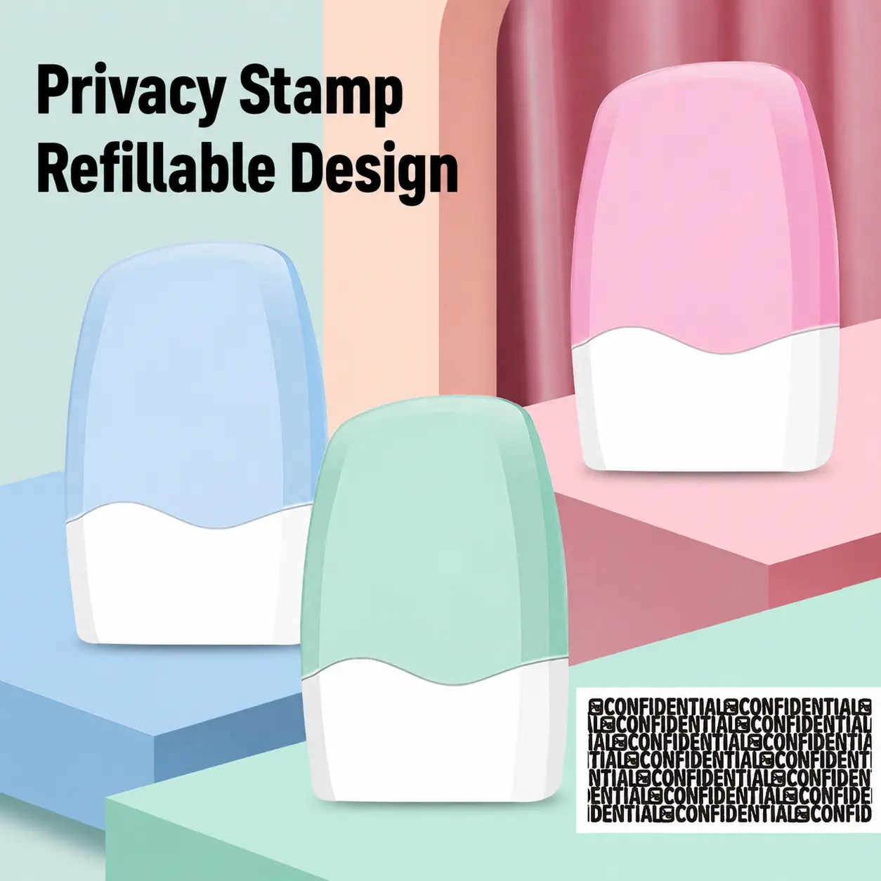 Privacy Roller Stamp for Personal Information, Confidential Information Cover Stamp, 17mm Wide Blackout Roller for Addresses, Labels, Receipts & Documents, Office Correction Supplies