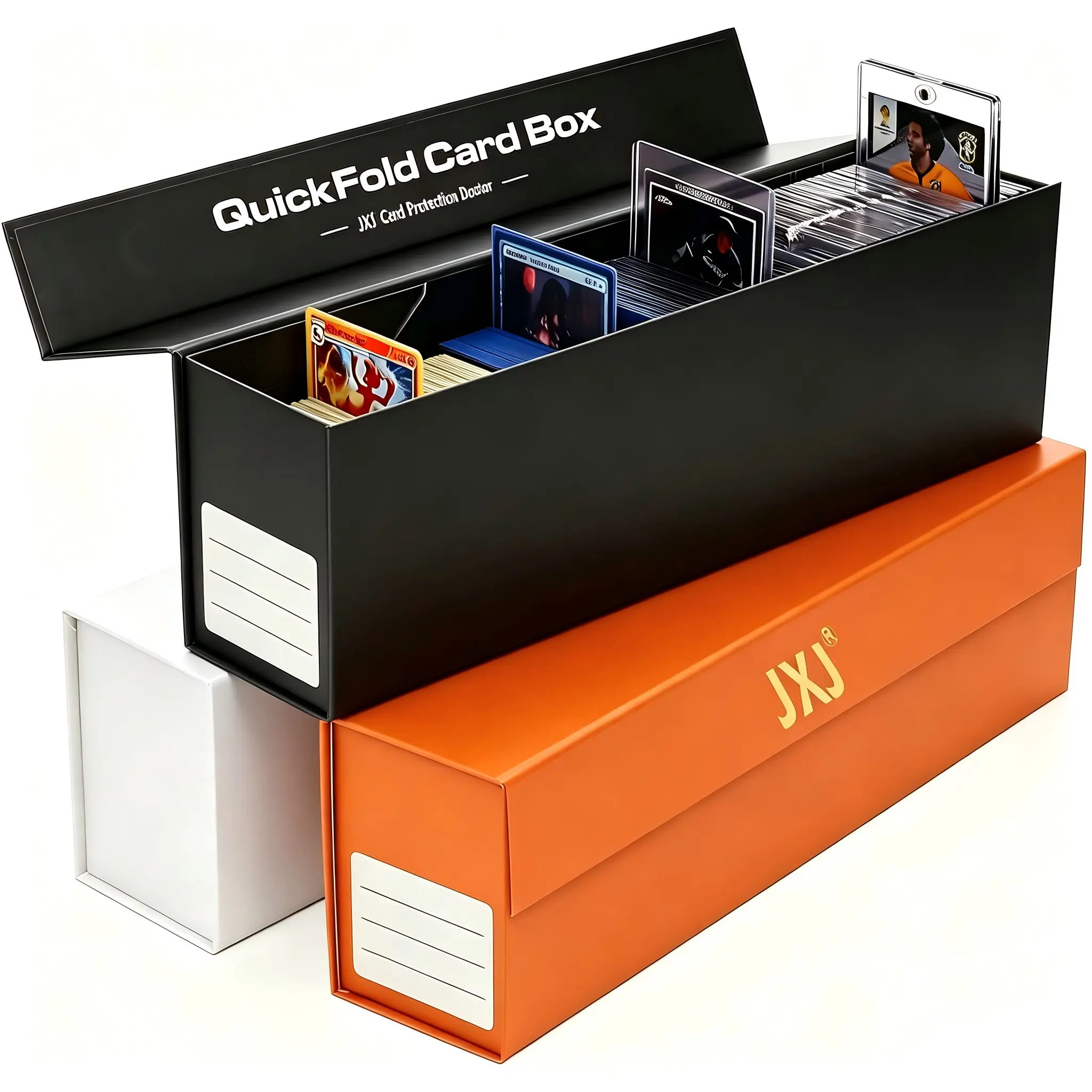 12/9/6/3pcs Quick Fold Card Storage Boxes Black For Magnetics & Toploaders – 3/6/9/12 Pack | Trading Card Holder Box With Magnetic Closure | Easy Fold Assembly For Sports And TCG Cards(Excluding Cards)