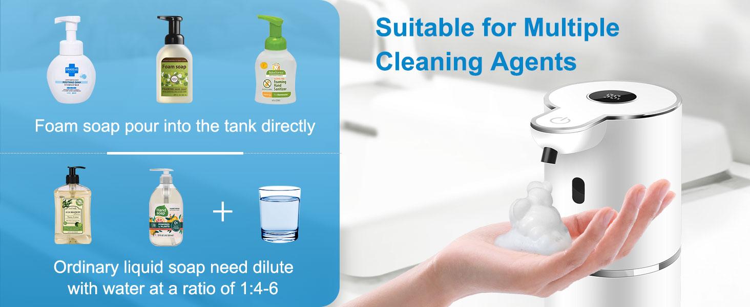 Automatic Soap Dispenser, 12.8oz Touchless Foaming Soap Dispenser, USB Rechargeable, 6 Adjustable Levels, IPX5 Waterproof, Wall Mounted, Smart Soap Dispenser for Home Kitchen Bathroom