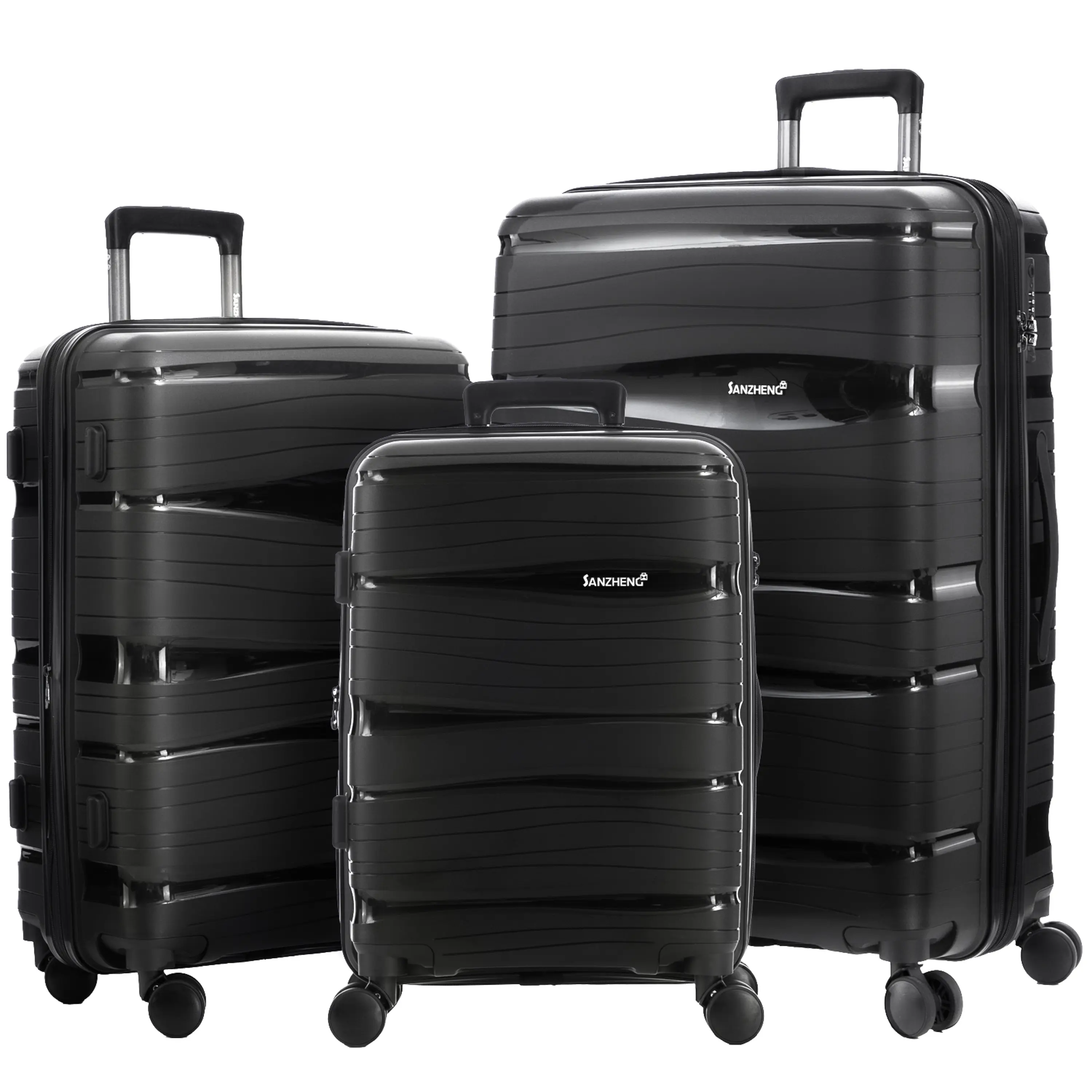 Luggage Set  3-Piece Hardside Expandable 25% more space 100% PP Suitcase with Double Spinner Wheels TSA Lock–  20inch/24inch/30inch PP-Z08-3 EXPANDABLE