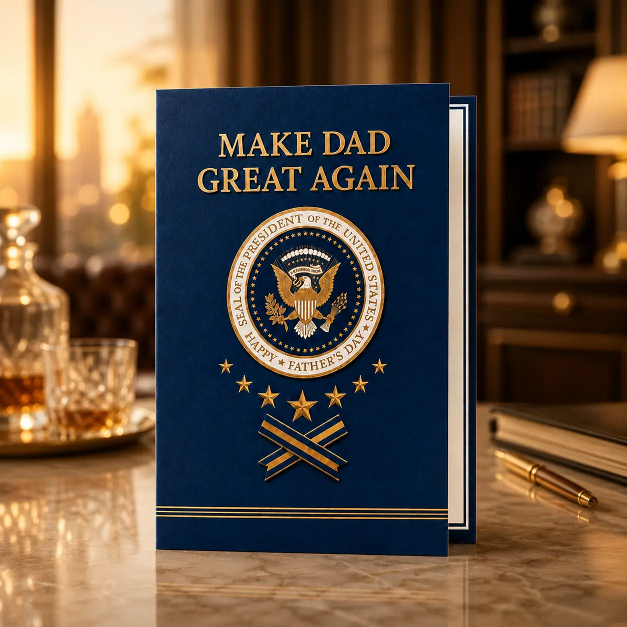 Funny Father’s Day Talking Card for Dad – Presidential Voice Greeting Card with Sound, Hilarious 35-Second Audio Gift
