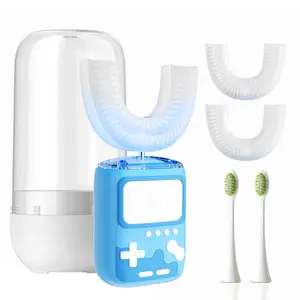 YEKLIKE Adult Ultrasonic Oral Care Tool Electric Toothbrush, 360° Cleaning for Stain Removal & Whitening, IPX7 Waterproof Rechargeable, 3 U-Shape Brush Heads + 2 Straight Handle Brush Heads + 2 Storage Cups, Daily Use summerwins