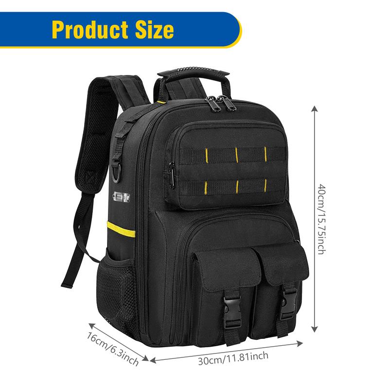 Professional Electrician Tool Backpack - Heavy Duty Waterproof with Removable Organizer, 59 Pockets Large Capacity for Technicians DIYers, 600D Oxford Fabric