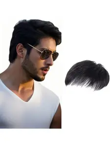 Men's Short Hairpiece, Seamless Invisible Hair Replacement, 100% Natural Look, Heat-Resistant Fibers, Easy to Wear, Topper for Baldness