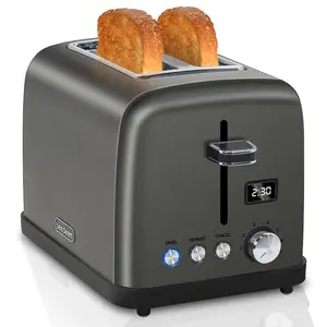 Toaster 2 Slice, Stainless Steel Bread Toaster, LCD Display, 7 Shade Settings, 1.4'' Wide Slots, Digital Toaster for Bagel, Defrost, Reheat Functions, Removable Crumb Tray, 900W new toaster bagel function toaster kitchen  toaster Breakfast Sandwich Maker