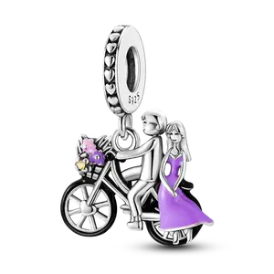 MULA Eternal Love Pendant - 925 Silver-plated and Crystal Bicycle Pendant, Meaningful Gift for Women and Couples, Compatible with Pandora Bracelets