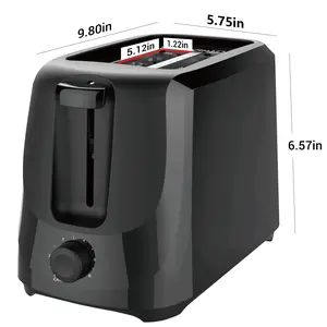 Mainstays 2-Slice Toaster with 6 Shade Settings and Removable Crumb Tray, Black