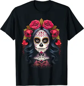 De Los Muertos La Catrina Day of the Dead Sugar Skull Women T-Shirt - Jatinderpa Shop 69B0CJH3H6JK