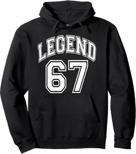 Legend 67 Number Varsity Team - 67th Birthday & 67 Years Old Pullover Hoodie YOUTH BOYS Hoodie Cotton Fabric