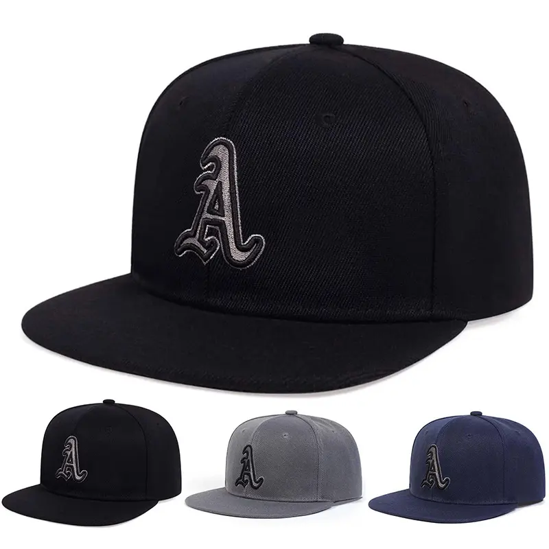 Men Gothic Letter A Embroidered Hip Hop Hat Flat-brimmed Hat Outdoor Sport Adjustable Sunscreen Leisure Hat Spring Autumn Travel Tourism Beach Vacation