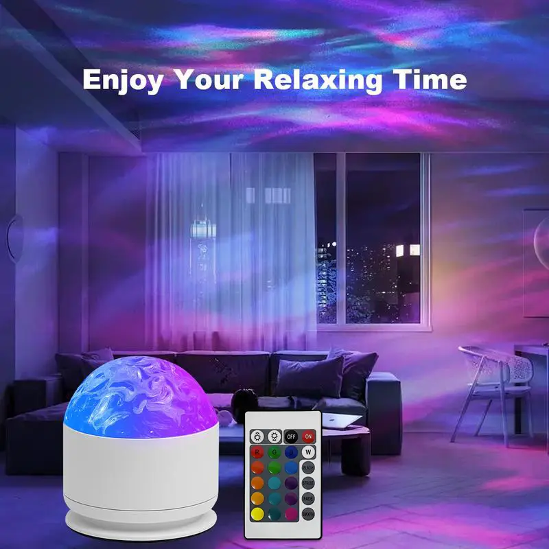 JEYUIN 16-Color RGB Galaxy Star Projector - Remote Controlled LED Night Light with Ocean Wave, 3D Water Ripple Effects, LED-16-Color-Change, RGB Colorful Atmosphere Lights, Tech Gadgets, Bedroom Decor, Holiday/Birthday Gift