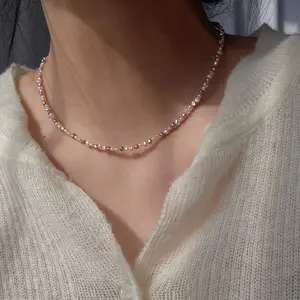 Freshwater pearls candy necklace in sliver（0894）