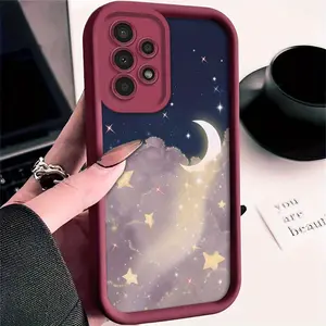 Star Moon Fashion Pattern Phone Case, TPU Shockproof Full Protection Case, Suitable for Samsung S21/22/23/24/25/NOTE20 PLUS ULTRA FE A13/14/15/16/17/33/34/35/36/52/53/54, Ideal Gift for Friends and Family, T271