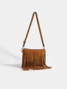 Fashionable Tassel Shoulder Bag for Women, Small Square Phone Purse with Detachable Strap, Lightweight Casual Style for Travel Shopping Commuting, Cross Body Bags, Stylish Crossbody, Bohemian Bag
