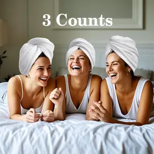 Bamboo Fiber Hair Towel, 3 Counts Reusable Hair Drying Towel, Hair Turban for Wet Hair, Water Absorption Hair Towel for Curly Hair Women, Bath Towels