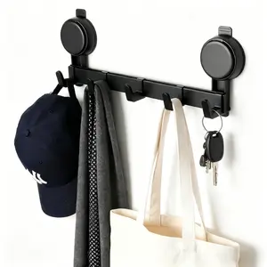 Suction Cup Hook Rack No Drill Heavy Duty Organizer Waterproof Wall Mount Hooks for Bathroom Kitchen Modern Elegance Drill-Free Design Super Heavy Duty Suction Power Removable Reusable