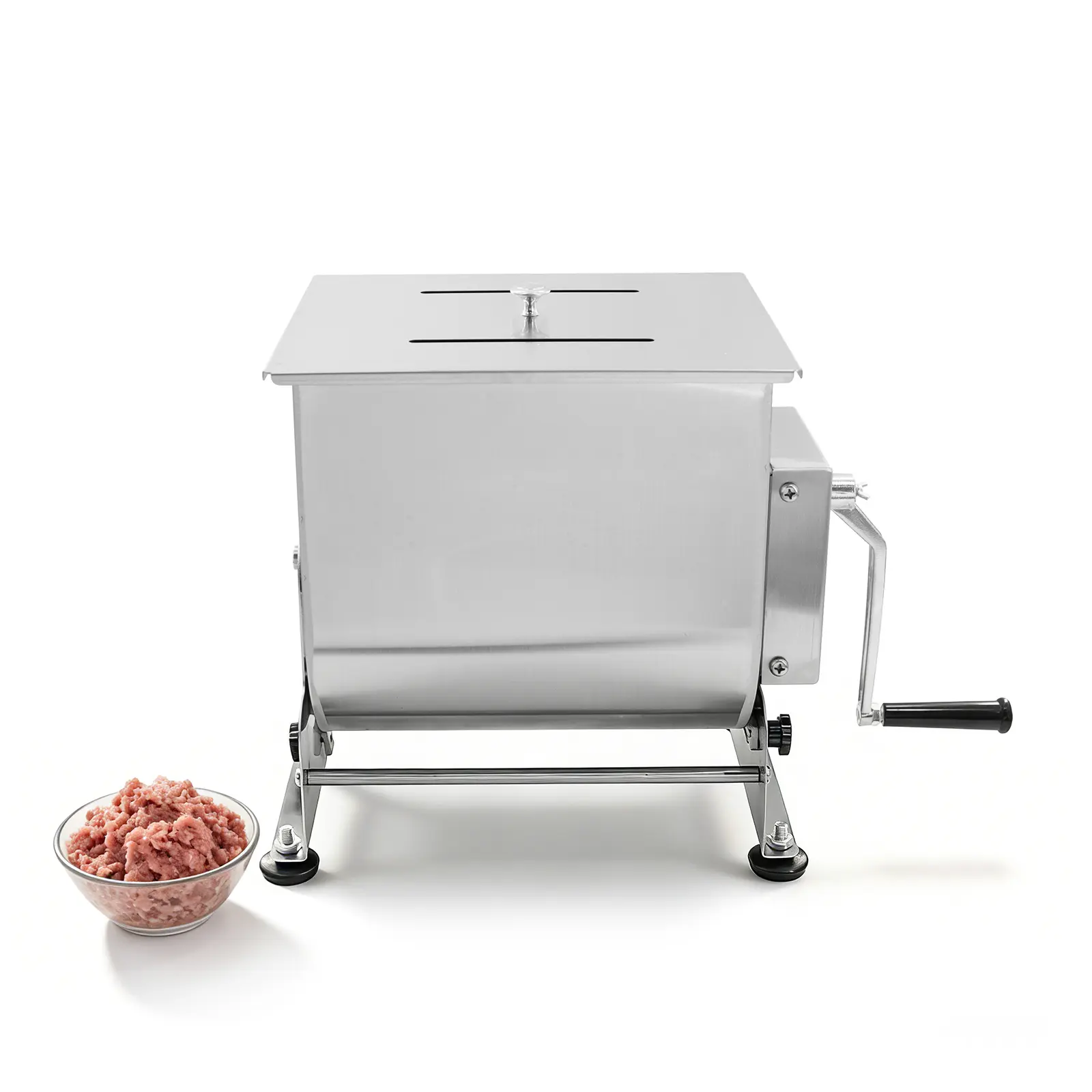 Hakka Manual Hand-Crank Kitchen Mixer - 7.5L/15lb Stainless Steel Tilting Tank with Even Mixing Performance for Meat Mixing, Sausage Filling, Butcher Shops, Hand Mixer