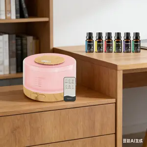 Modern 5-in-1 Oil Diffuser with 7 Adjustable Lights & 6 Premium Scents 16.9oz Large Capacity Eco-Friendly Non-Toxic PP Material Remote Control Aromatherapy Gift Colorful LED Flame Humidifier