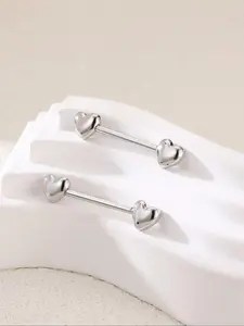 Punk Style Heart Shaped Navel Ring, 2pcs Stainless Steel Body Jewelry for Daily Wear, Casual Piercing Jewelry for Party, Daily Clothing Decor, Fashion Body Jewelry