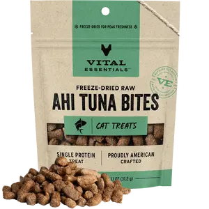 Vital Essentials Freeze-Dried Raw Single Protein Ahi Tuna Bites Cat Treats, 1.1-oz bag